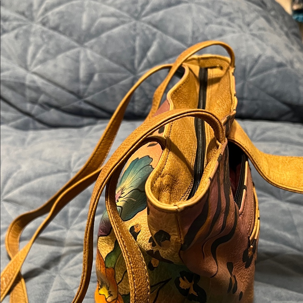 Anna by Anuschka Handpainted Floral Multicolor Tote Bag - Picture 7 of 12